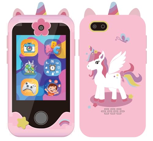 Bambibo Kids Smart Phone for Girls - Unicorn | 2.8 Inch, HD Screen Kids Phone | Dual Camera Pretend Play Phones for Kids | Kid Phones For Girls with Music Player, Games and 32GB Memory