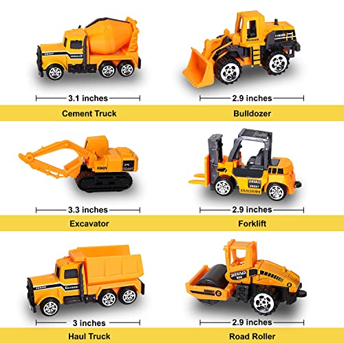 Bambibo Construction Truck Toys for Boys - 7 in 1, Construction Vehicle Toys | Mini, Construction Toys for 3+ Year Old Boys Girls | 14 inch Car Carrier Truck Toy with Die-cast Construction Toys