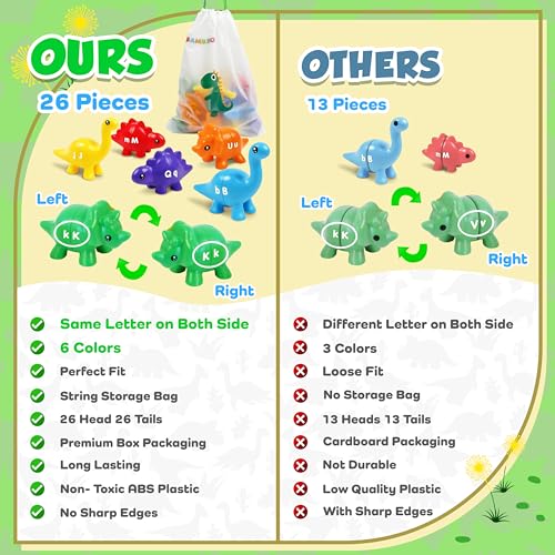 Dinosaur ABC Matching Letter Game for Kids - Pack of 26