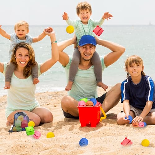 Bambibo Reusable Water Balloons for Kids - Pack of 18 | Anti Slip Animal Design, Water Bombs | Mesh Bag Refillable Water Balloons Quick Fill Magnetic Balls | Water Toys Pool Toys for Kids Ages 4-8