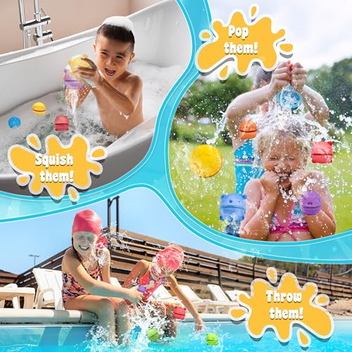 Bambibo Reusable Water Balloons for Kids - Pack of 18 | Anti Slip Animal Design, Water Bombs | Mesh Bag Refillable Water Balloons Quick Fill Magnetic Balls | Water Toys Pool Toys for Kids Ages 4-8