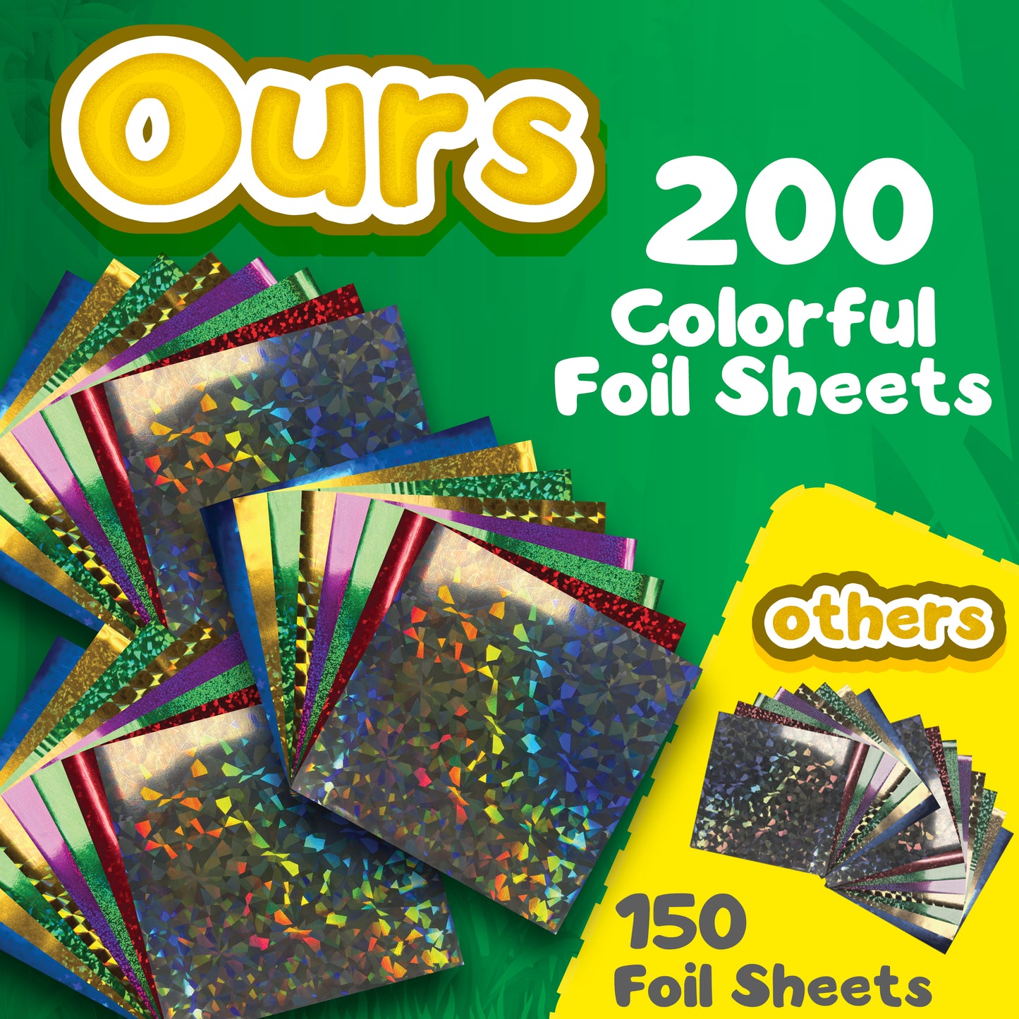 Bambibo Foil Craft for Kids - Mega Pack, 200 Foil Art Craft Sheets | 15 Canvases Foil Fantasy Craft Kits | Foil Crafts Foil Stickers for Kids | DIY Birthday Gifts for Girls Boys Ages 4 5 6 7 8