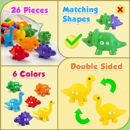 Dinosaur ABC Matching Letter Game for Kids - Pack of 26