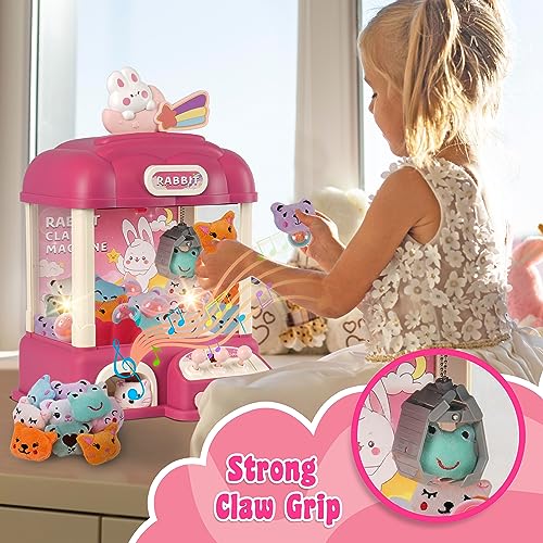 Bambibo Mini Claw Machine for Kids | Rabbit Themed, Kids Vending Machine | Indoor Toys Mini Arcade Games for Kids Age 3-8 | Pink Mini Arcade Machine with Music |Tiny Arcade Machines for Home