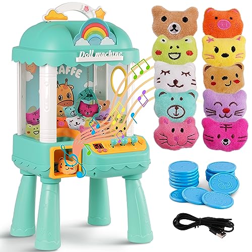 Bambibo Mini Claw Machine for Kids | Adjustable Size, Kids Vending Machine | Indoor Toys Mini Arcade Games for Kids Age 3-8 | Sea Green, Mini Arcade Machine with Music |Tiny Arcade Machines for Home